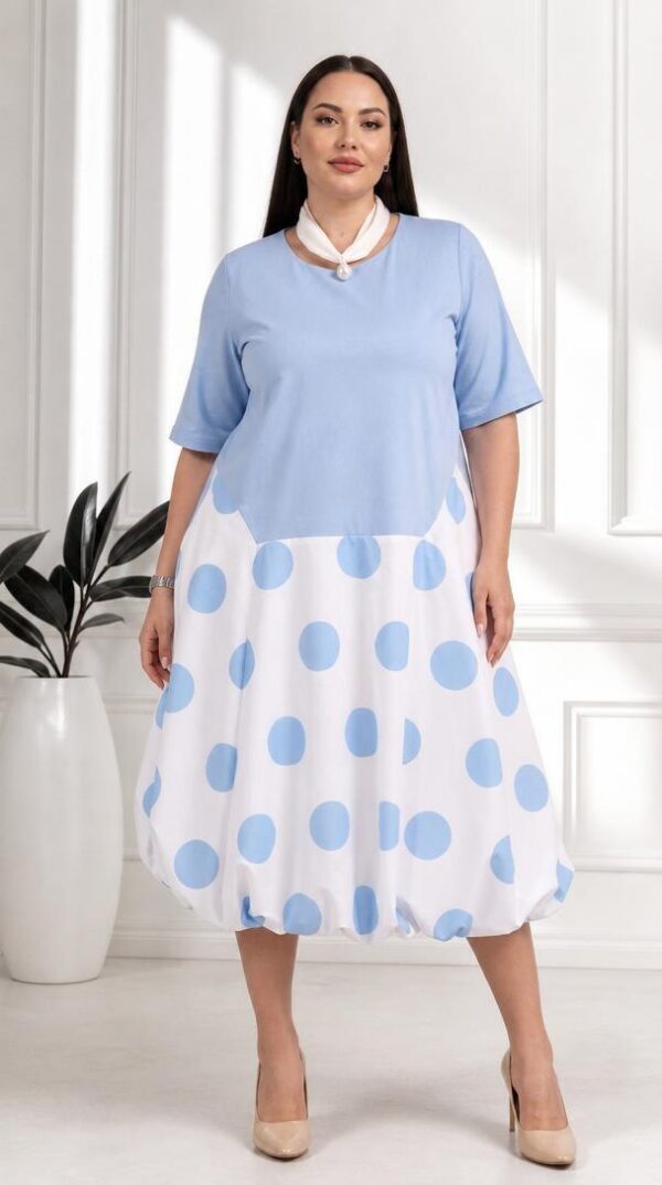 Premium Polka Dot Midi Dress - Black & White