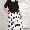 Premium Polka Dot Midi Dress - Black & White