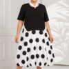 Premium Polka Dot Midi Dress - Black & White