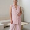 Premium Two-Piece Linen Suit Set with Ruffled Details Premium Two-Piece Linen Suit Set with Ruffled Details