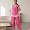 Women's Two-Piece Ensemble: Blue Vest & Pleated Pants Women's Two-Piece Ensemble: Blue Vest & Pleated Pants