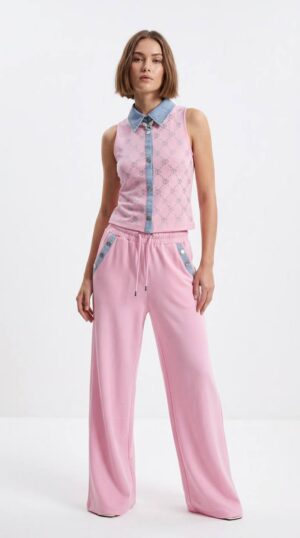 TATU1388 Patterned Knit Vest and Pants Set