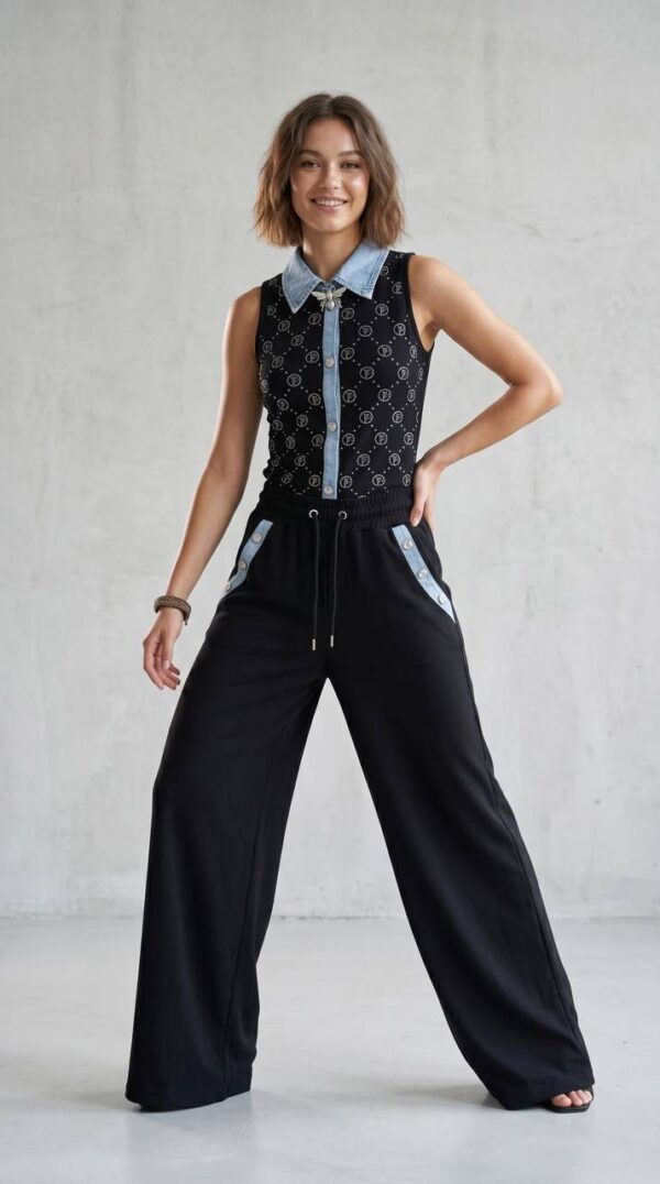 TATU1388 Patterned Knit Vest and Pants Set TATU1388 Patterned Knit Vest and Pants Set