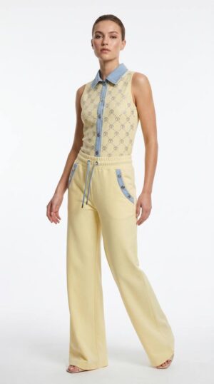 TATU1388 Patterned Knit Vest and Pants Set TATU1388 Patterned Knit Vest and Pants Set