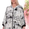 Artistic Print Zip-Up Dolman Sleeve Hoodie