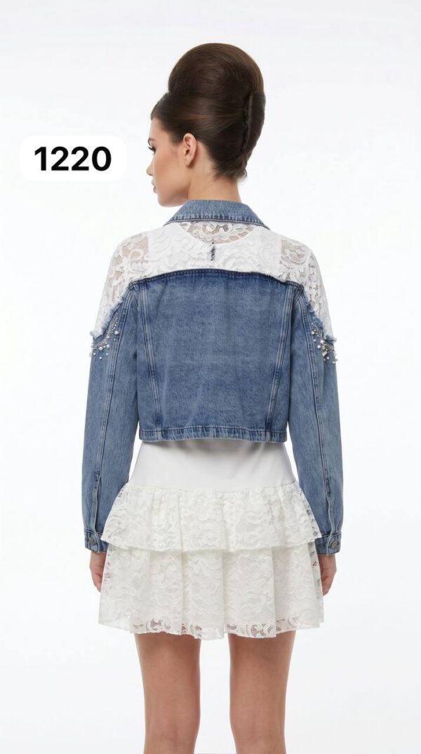 Denim Jacket with Lace Embellishments - TATU1220 Denim Jacket with Lace Embellishments - TATU1220