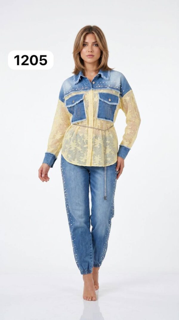 Premium Color-Block Denim Jacket & Jogger Set Premium Color-Block Denim Jacket & Jogger Set