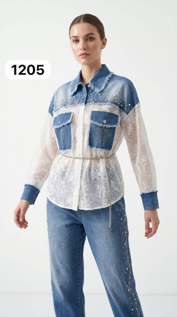 Premium Color-Block Denim Jacket & Jogger Set Premium Color-Block Denim Jacket & Jogger Set