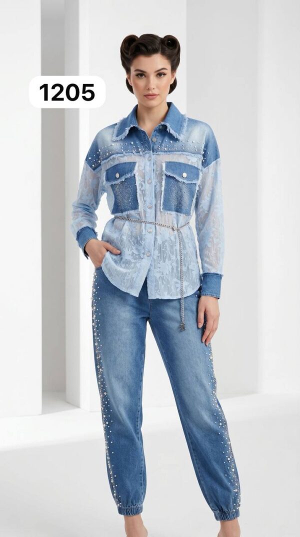 Premium Color-Block Denim Jacket & Jogger Set Premium Color-Block Denim Jacket & Jogger Set