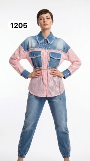 Premium Color-Block Denim Jacket & Jogger Set Premium Color-Block Denim Jacket & Jogger Set