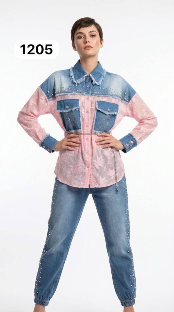 Premium Color-Block Denim Jacket & Jogger Set Premium Color-Block Denim Jacket & Jogger Set