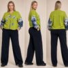 Navy Floral Bomber Jacket Tracksuit Set