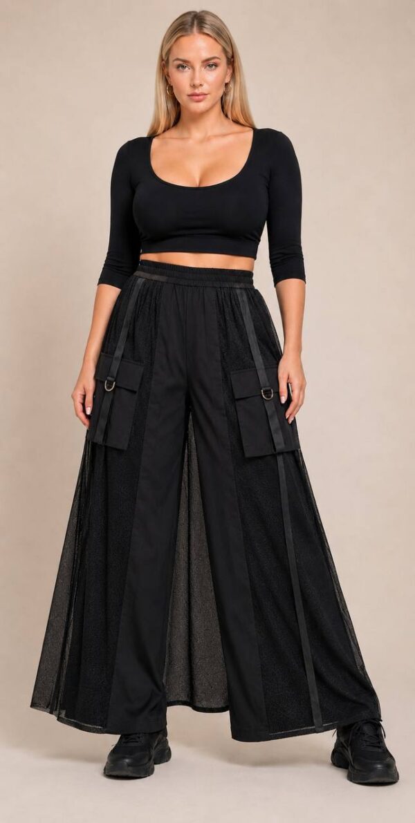 tg_1f4d18a0b54678f4 Premium Color Block Maxi Skirt with Cargo Pockets