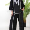 tg_275c7c25fbe20845 Black Textured Two-Piece Set with White Trim