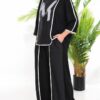 tg_b4110a8da1fdb035 Black Textured Two-Piece Set with White Trim