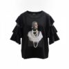 tg_28b8d8408e6348e2 Premium Black Ruffle Blouse with Graphic Print - Wholesale