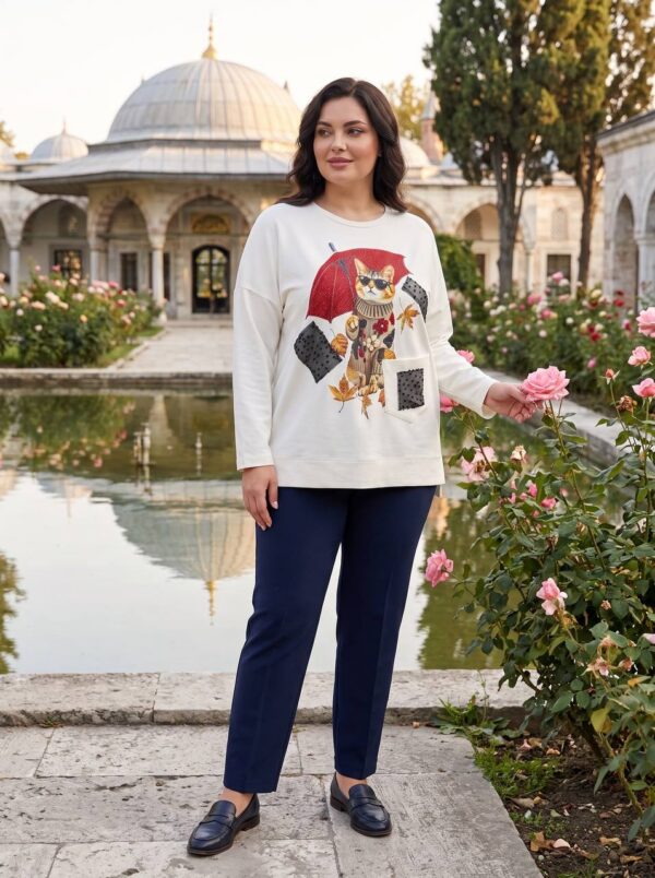 tg_b02d797df07c7955 Premium Cat Print Sweatshirt - Wholesale Blouse 44-48