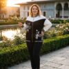 tg_abb6ae08f277c1d4 Premium Color-Block Jacket with Floral Embroidery