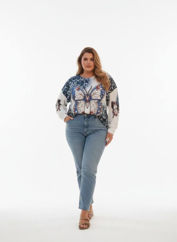 Premium Butterfly Print Blouse - Sizes 44-48
