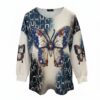 tg_8e92cac0b2945f94 Premium Butterfly Print Blouse - Sizes 44-48