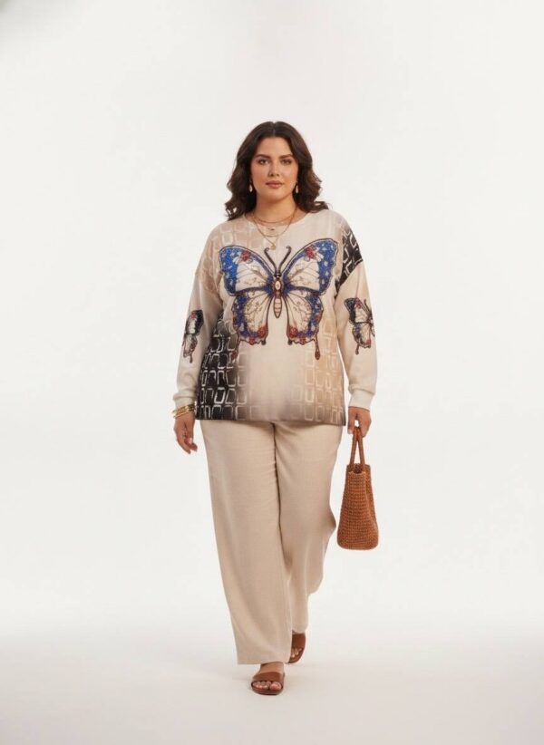 tg_d1e9545ebee6f628 Premium Butterfly Print Blouse - Sizes 44-48