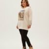 tg_36bdb955011d1707 Premium Cream Graphic Blouse with Striped Sleeves
