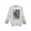 tg_c41bddc73ace7ebf Premium Cream Graphic Blouse with Striped Sleeves