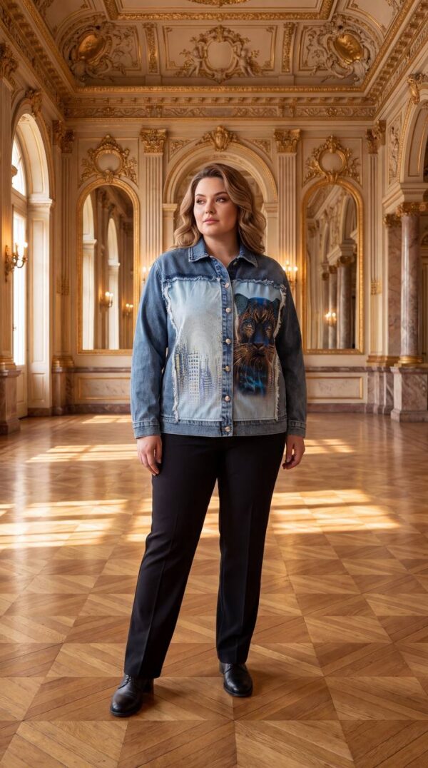 tg_3c606591cf930747 Premium Denim Jacket with Graphic Print