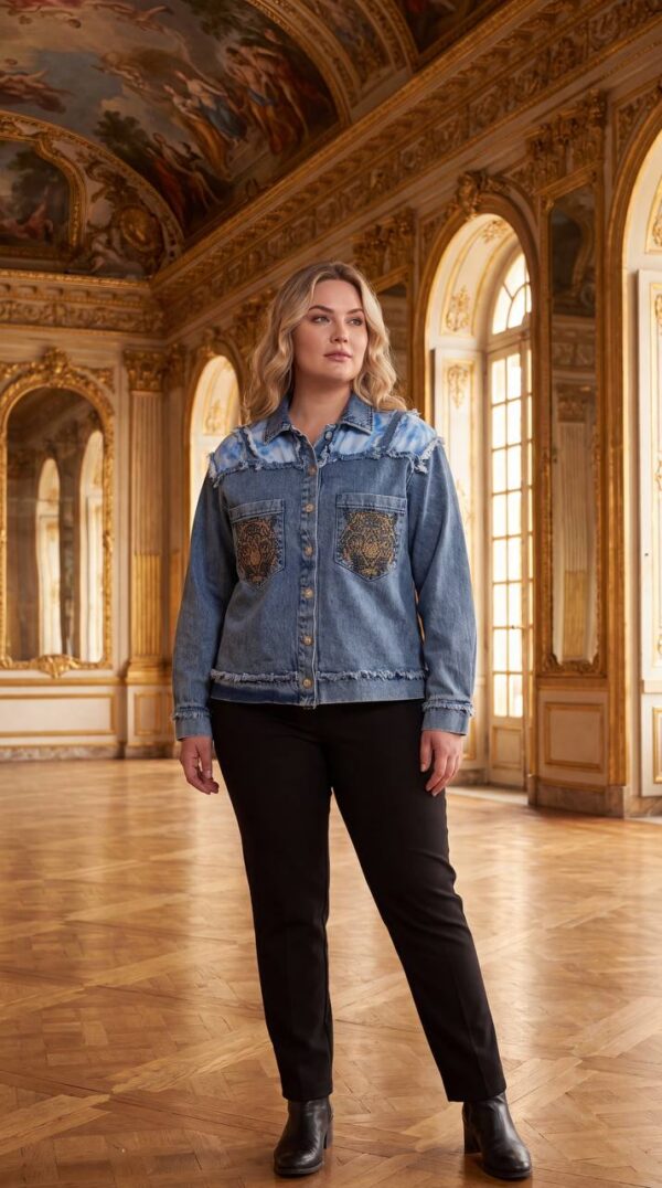 tg_3337252bdb07194f Premium Denim Jacket with Embroidered Pockets