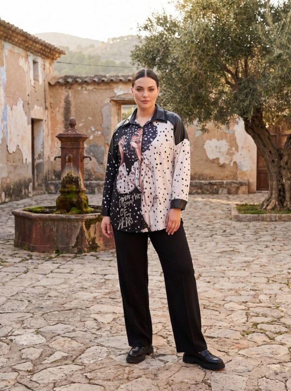 Mixed Pattern Button-Up Shirt