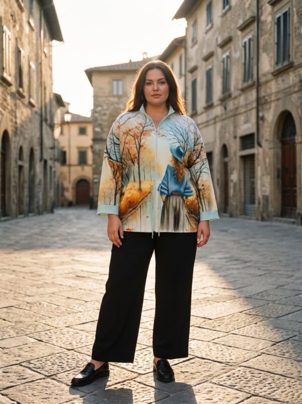 Premium Printed Jacket with Black Trousers Set