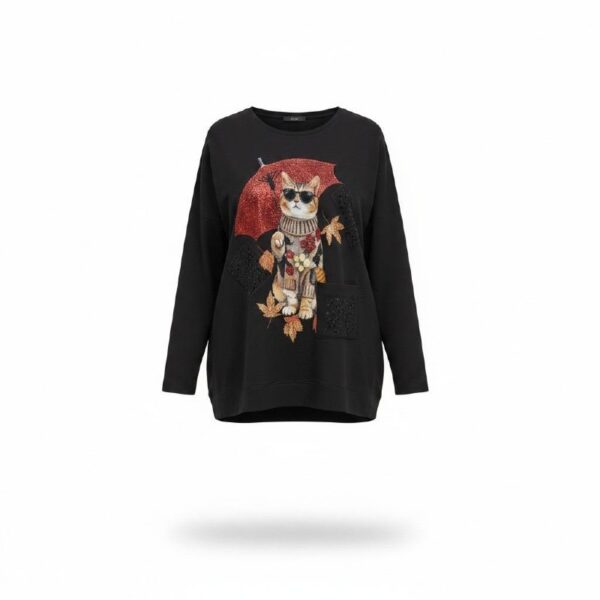 tg_0c3f11585a546bd2 Premium Cat Print Sweatshirt - Wholesale Blouse 44-48