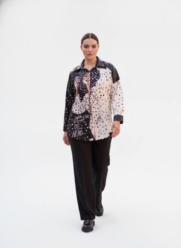 tg_0fbb99bb9653f58d Mixed Pattern Button-Up Shirt