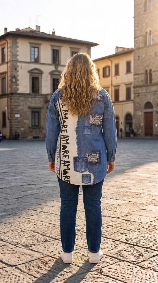 tg_1492acf02d397abc Premium Denim Shirt with Graphic Print