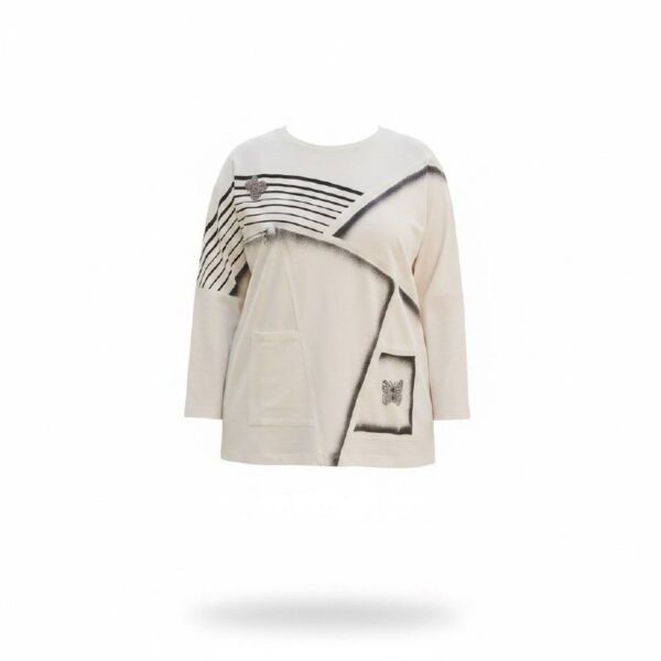 tg_1bcf0cb4fbd701fe Premium Black & White Striped Blouse - Wholesale