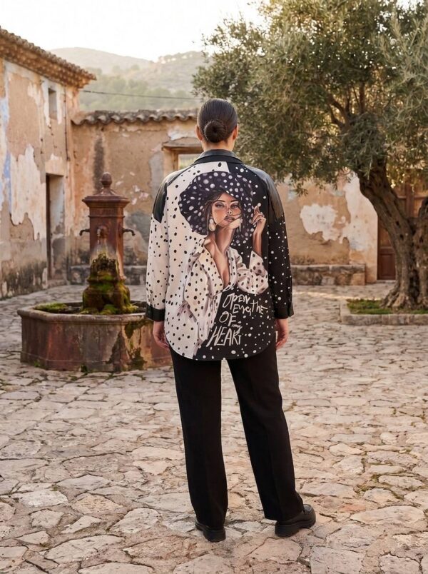 tg_66924986b54284f8 Mixed Pattern Button-Up Shirt