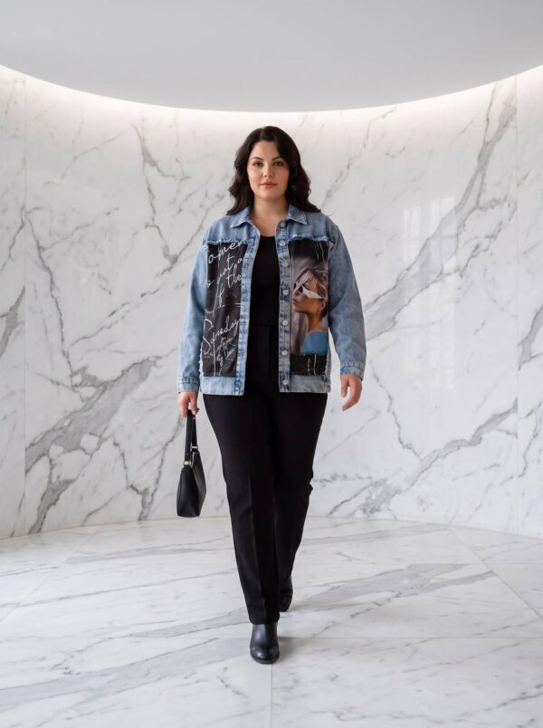 Premium Denim Jacket with Graphic Print