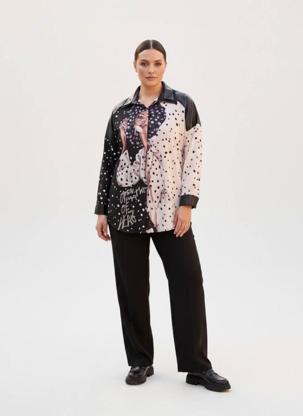 Mixed Pattern Button-Up Shirt