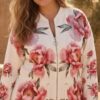 tg_abdad0e41fbb3d16 Floral Print Zip Jacket with Black Pants Set