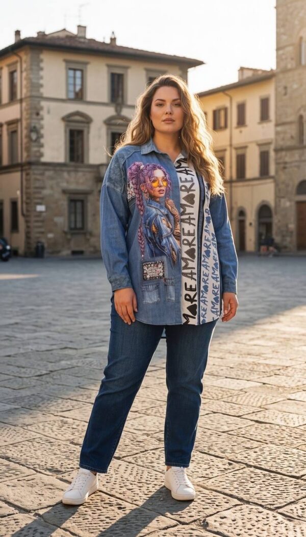 tg_ac27b0d387cf0239 Premium Denim Shirt with Graphic Print