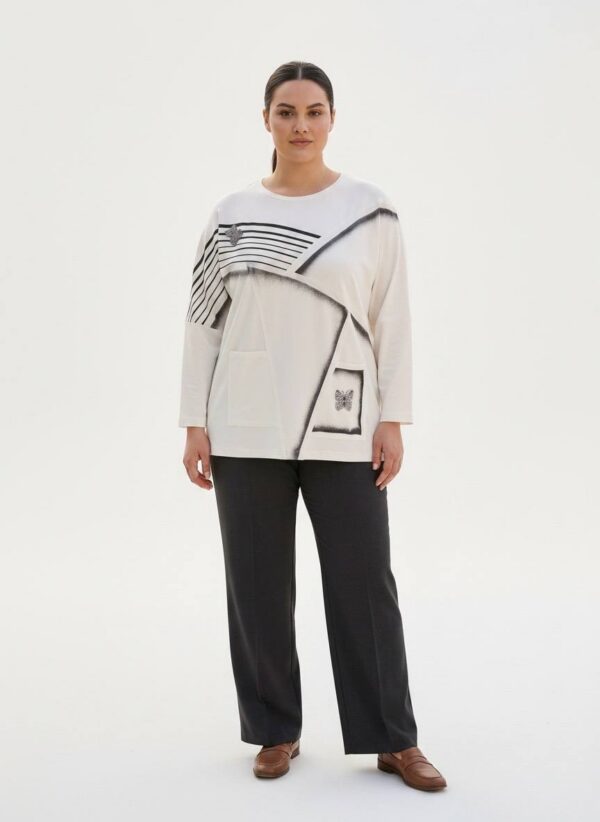 tg_bbeb270cdbe7c556 Premium Black & White Striped Blouse - Wholesale
