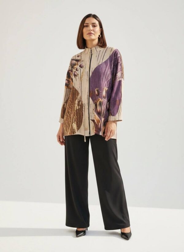 Premium Mixed Print Zip-Up Jacket with Coordinating Trousers