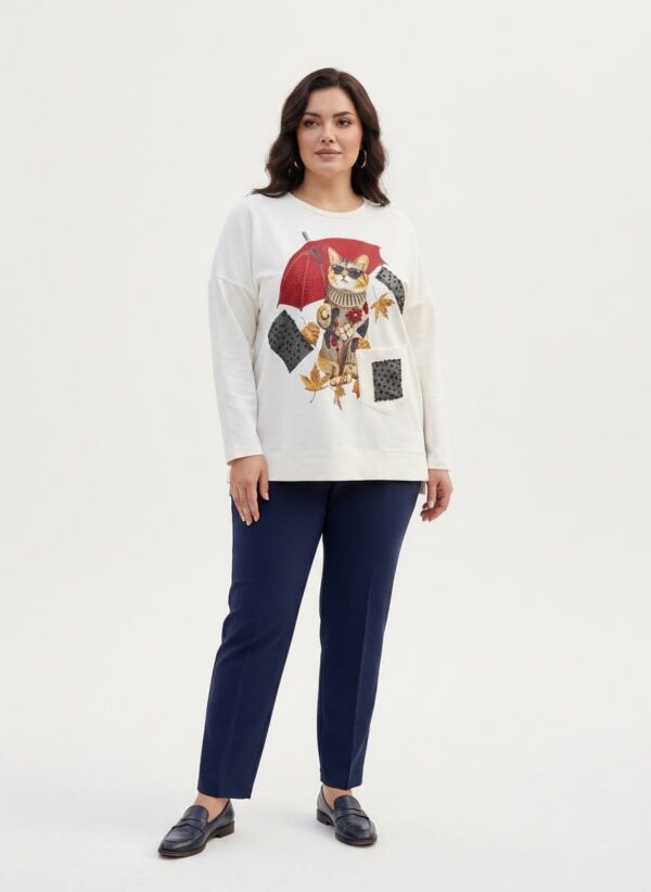 Premium Cat Print Sweatshirt - Wholesale Blouse 44-48