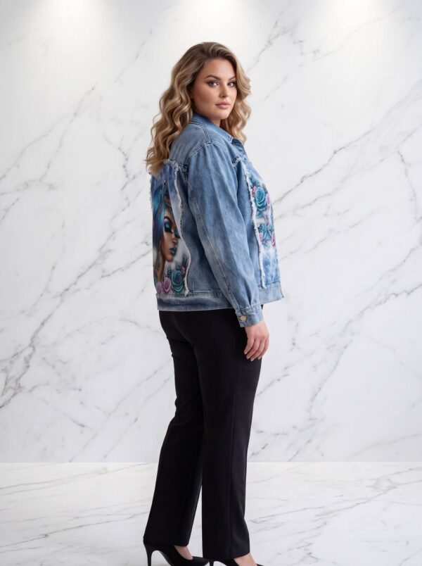 Premium Denim Jacket with Artistic Print