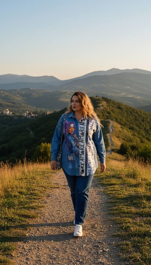 tg_f7096dc3ce7f107b Premium Denim Shirt with Graphic Print
