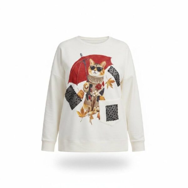 tg_f989dc4983fc080b Premium Cat Print Sweatshirt - Wholesale Blouse 44-48