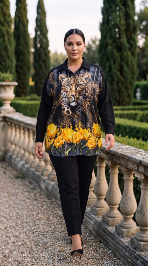 Premium Leopard Print Shirt with Floral Design