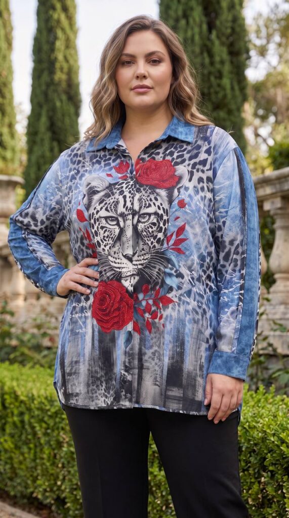 tg_885a1d2dbcf78993 Premium Denim Leopard Rose Print Shirt