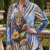 tg_92384f3385124c23 Premium Denim Shirt with Leopard & Floral Print