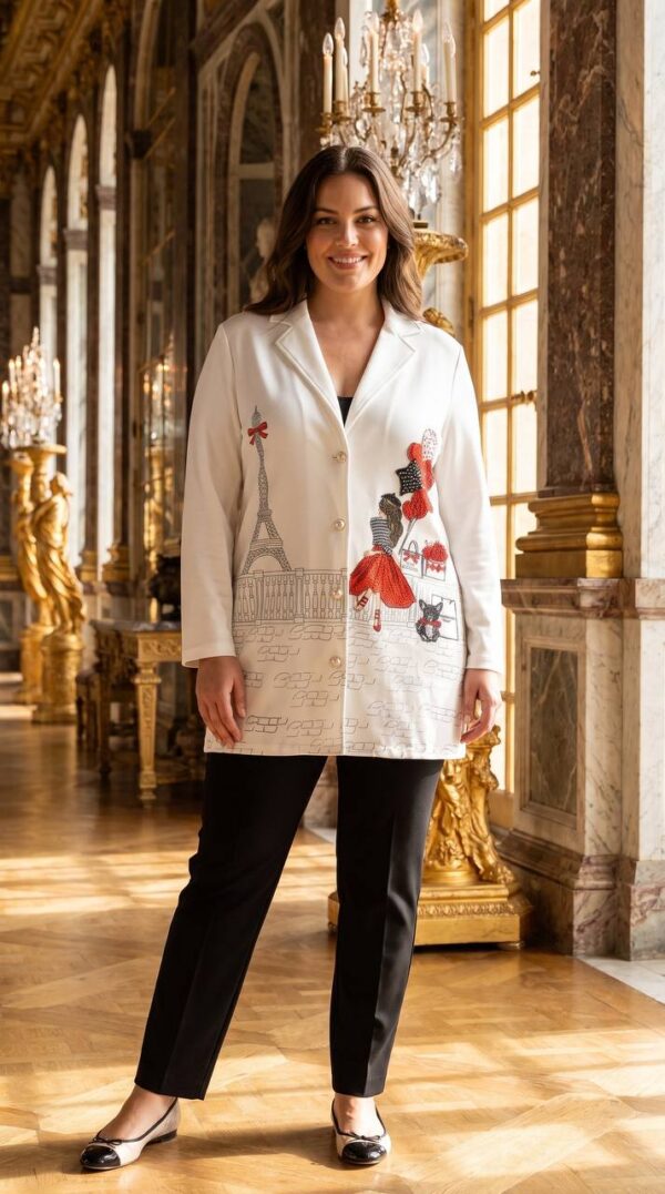 tg_28871a5d77dd794d Premium White Eiffel Tower Graphic Jacket - Sizes 42-46